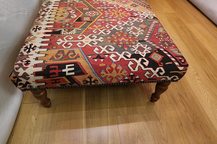 Antique Kilim Ottoman Stool Table5294