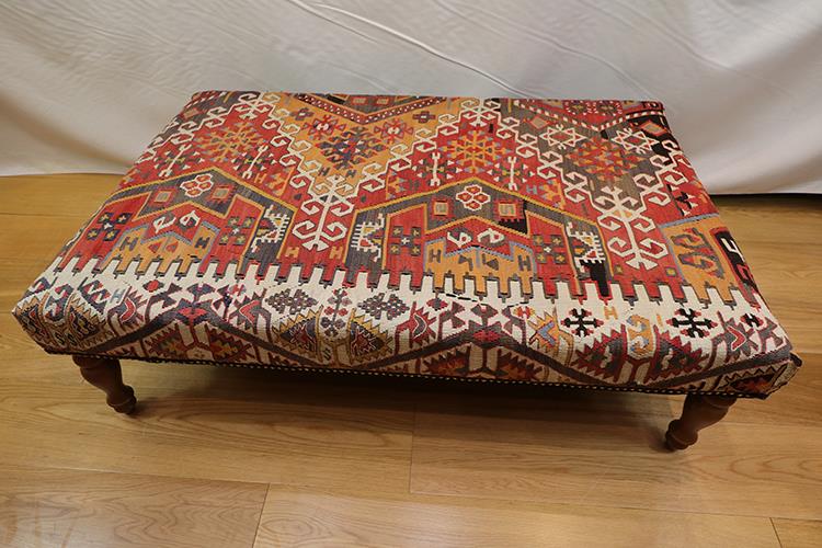 Antique Kilim Ottoman Stool Table5294