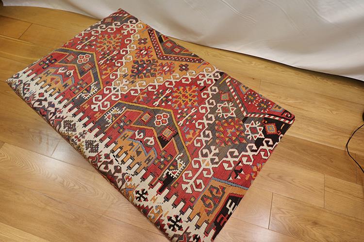 Antique Kilim Ottoman Stool Table5294
